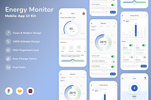 Energy Monitor Mobile App UI Kit, an UI Kit Template by Betush