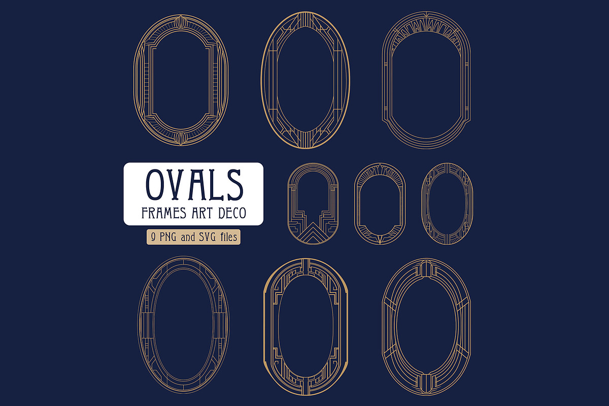 Art Deco 9 Vertical Oval Frames, a Decorative Illustration by Stanislav Kharchevskyi (Photo 1 of 3)