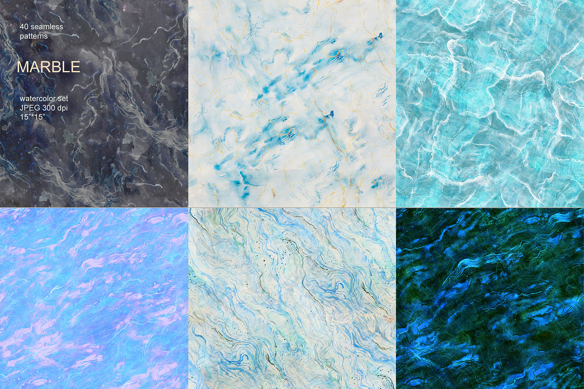 40 Marble seamless watercolor pack, a Pattern Graphic by PatternsBlooming (Photo 8 of 14)