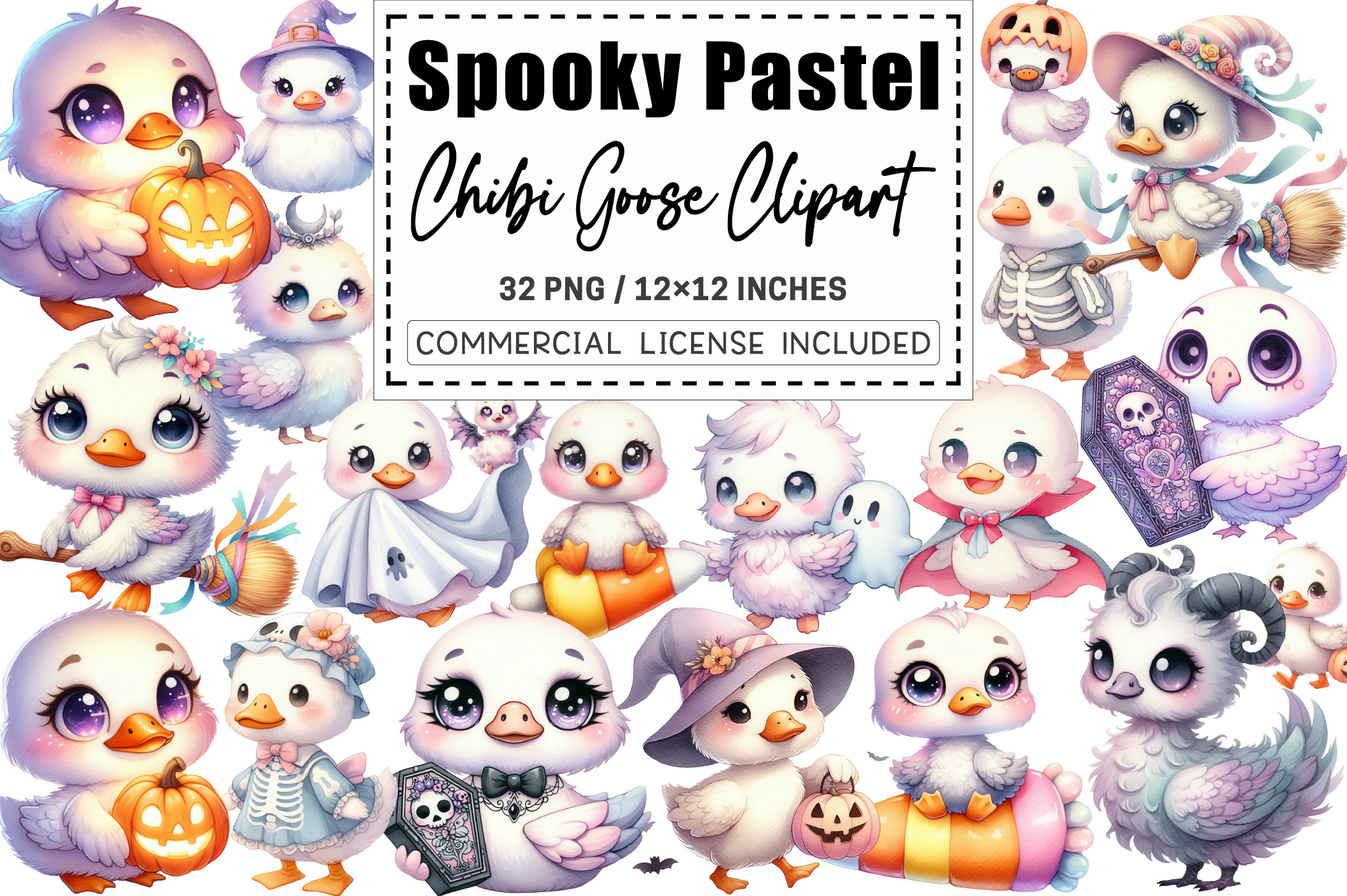 Spooky Pastel Chibi Goose PNG, a Graphic by CitraGraphics
