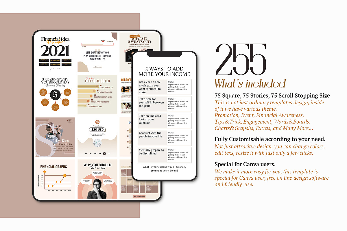 Financial Planning Instagram CANVA, a Social Media Template by Analogi Studio (Photo 2 of 24)