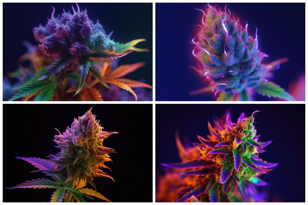 20 Neon Cannabis Backgrounds, a Background Graphic by HipFonts
