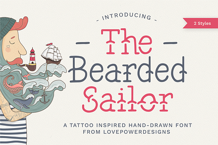 The Bearded Sailor - Tattoo Font, a Font by LovePowerDesigns
