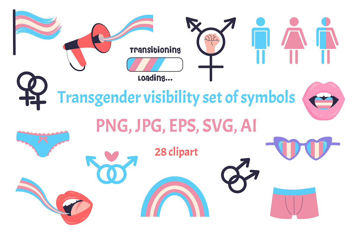 Transgender visibility set of symbol, a Decorative Illustration by JulyGart (Photo 1 of 6)