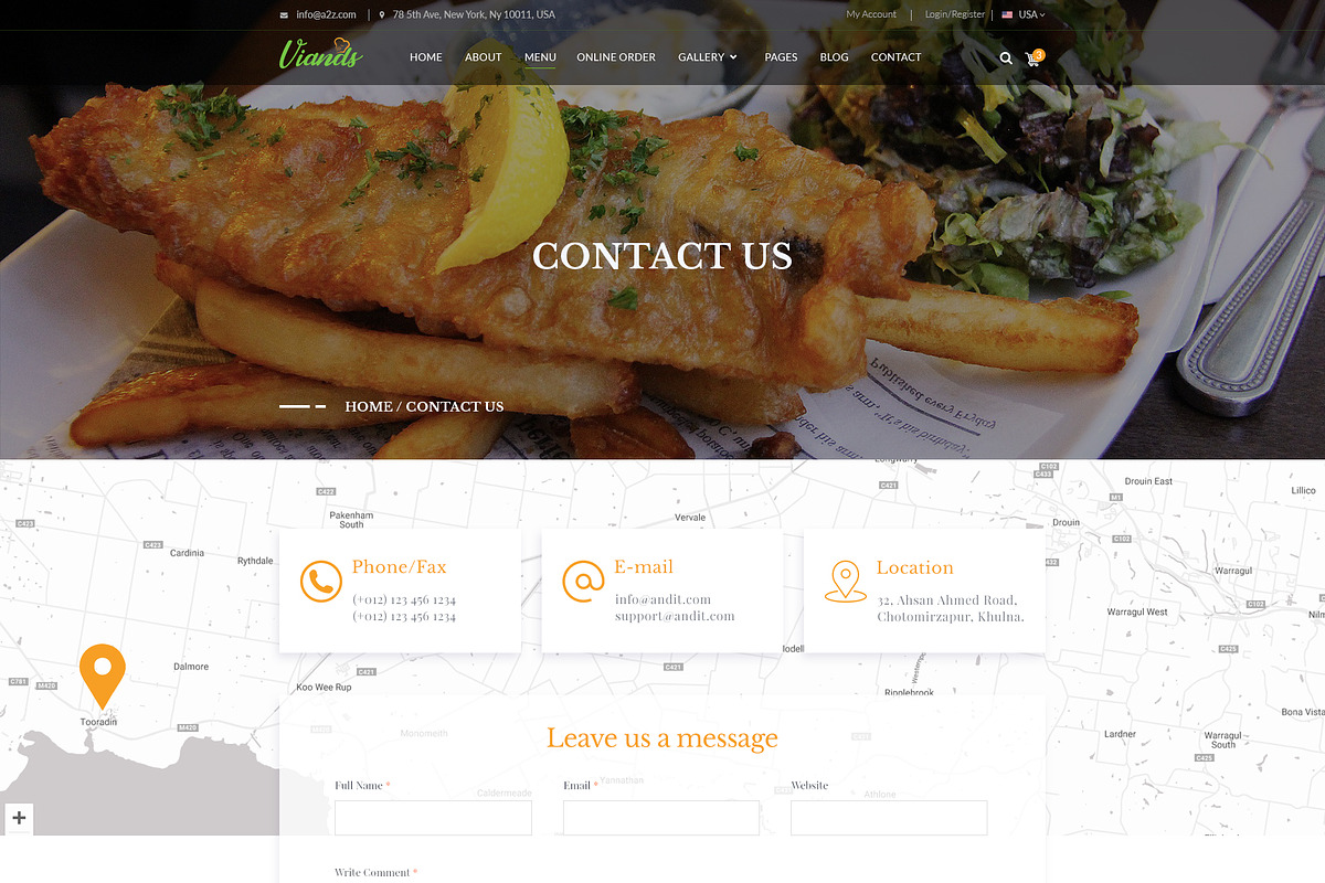 Viands Restaurant PSD Template, a Landing Page Template by Andit themes (Photo 13 of 20)