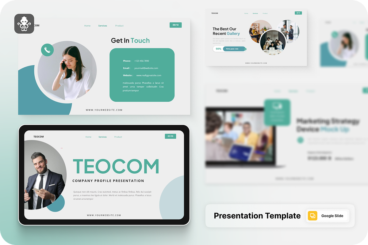 Teocom Company Profile Google Slide, a Presentation Template by SquidPixey (Photo 1 of 6)