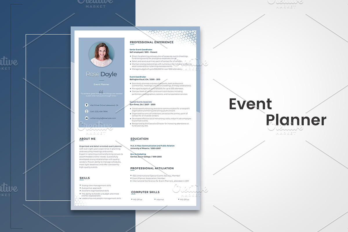 Printable Resume for Event Planner, a Resume Template by MotoCMS (Photo 2 of 2)