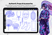 Kimono Stamps for Procreate & CSP, a Brush Add-On by Selentaori Studio (Thumbnail 9 of 12)
