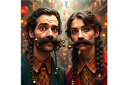 Funny Mustaches and Braids, a Person Illustration by Sharon Schwalbe (Thumbnail 3 of 4)