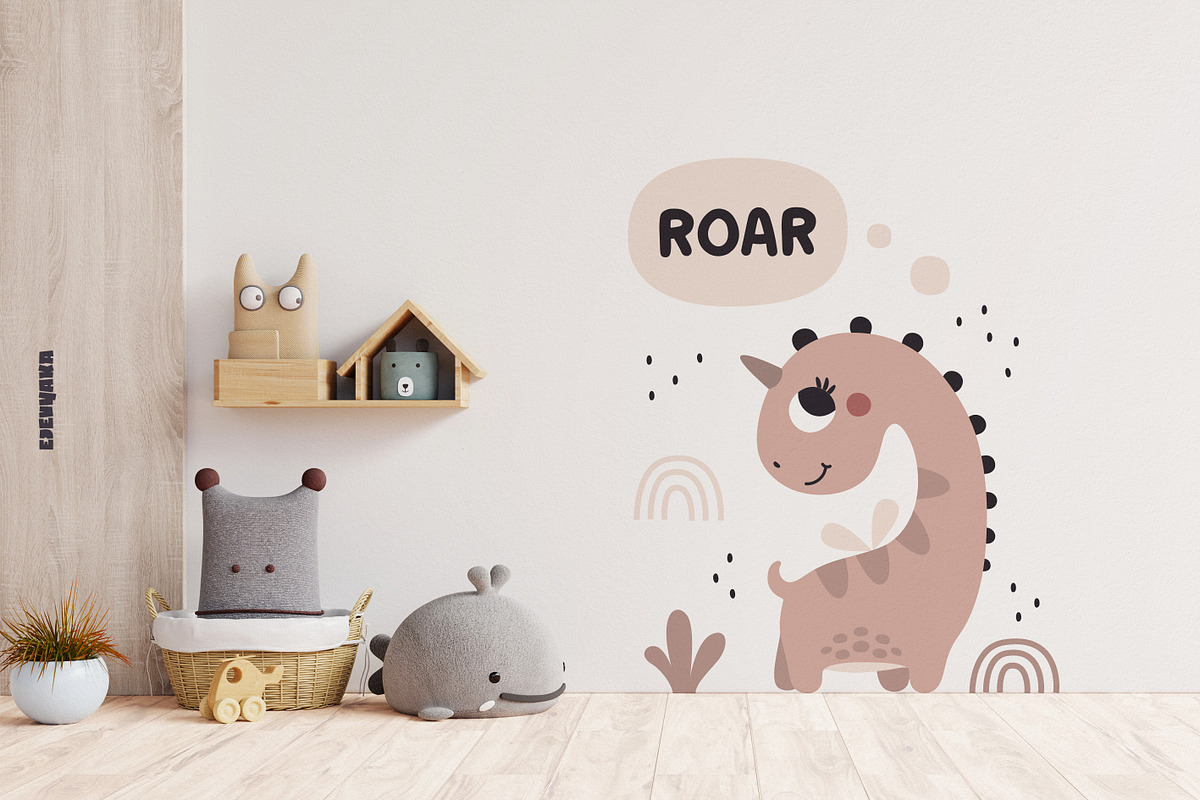 Cute Dinosaur Girl Clipart, Patterns, an Animal Illustration by Ejevyaka (Photo 9 of 9)