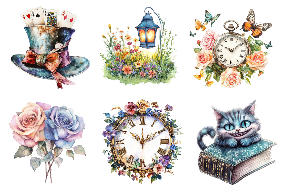 Vintage Alice in Wonderland Clipart, an Illustration by CreationArt (Photo 4 of 5)