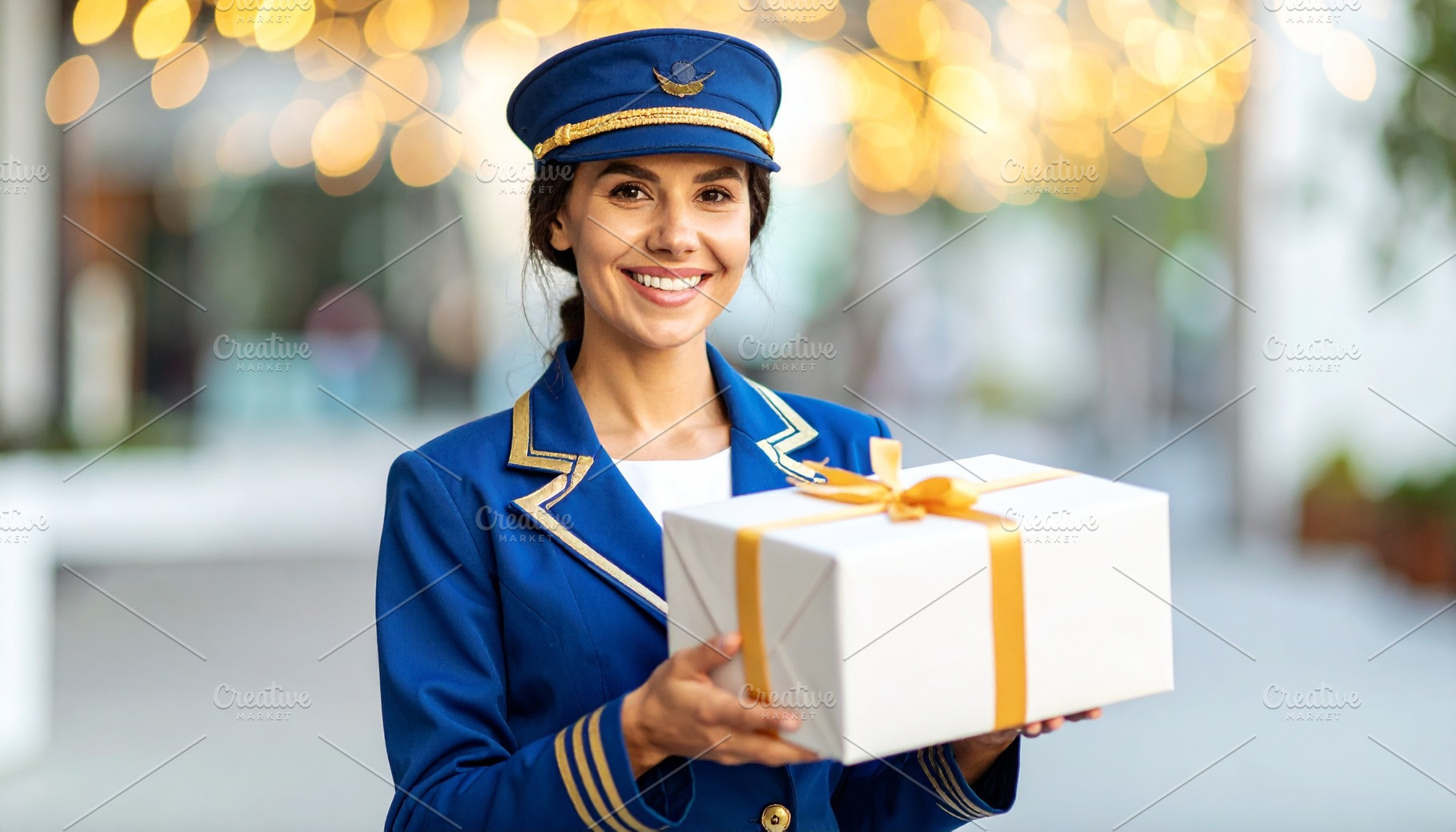 beautiful young female courier woman AI generated, a Photo by WorldPhotos