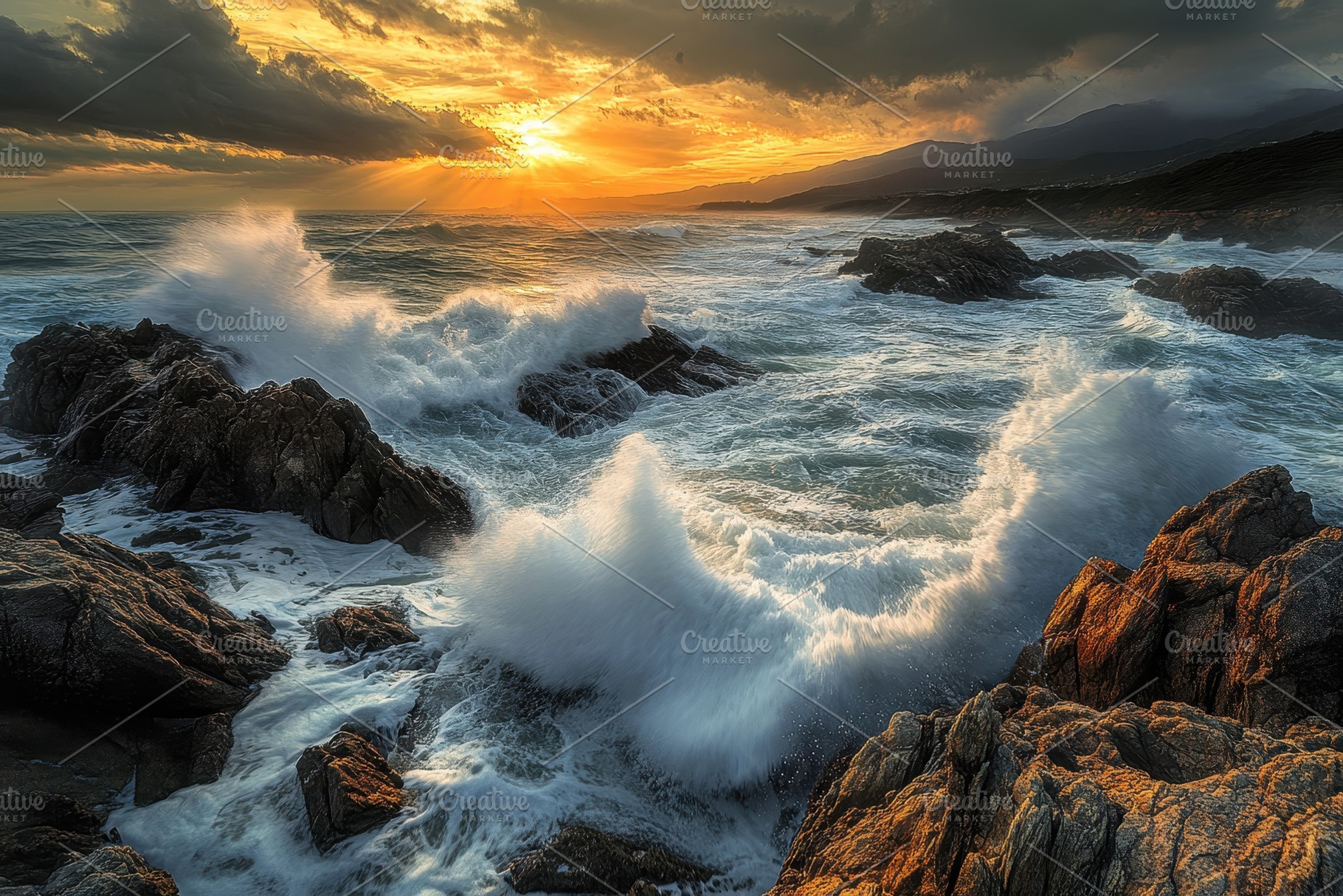 Powerful waves crash over rocky coas, a Photo by Iftikhar Alam