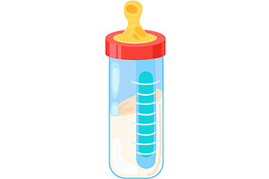 Flat baby milk bottle vector