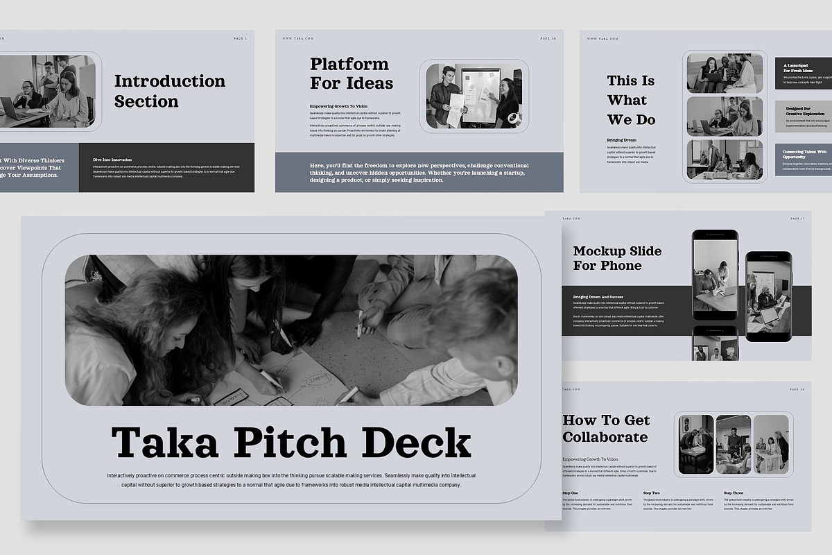 Taka : Pitch Deck Kit Powerpoint, a Presentation Template by Punkl Camp (Photo 1 of 16)
