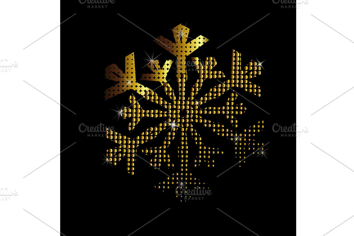 Golden beautiful snowflake on a, an Illustration by Nenahliadava Design