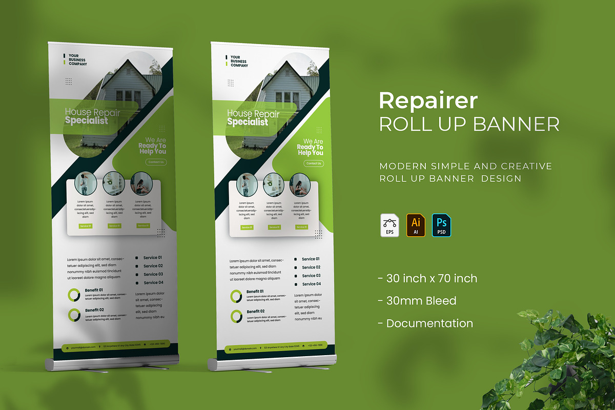Repairer - Roll Up Banner, a Print Template by VUNIRA