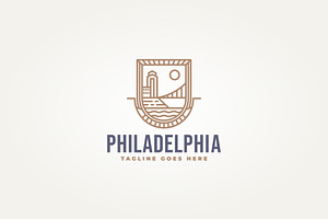 city building and bridge badge logo, a Branding & Logo Template by Blazybone