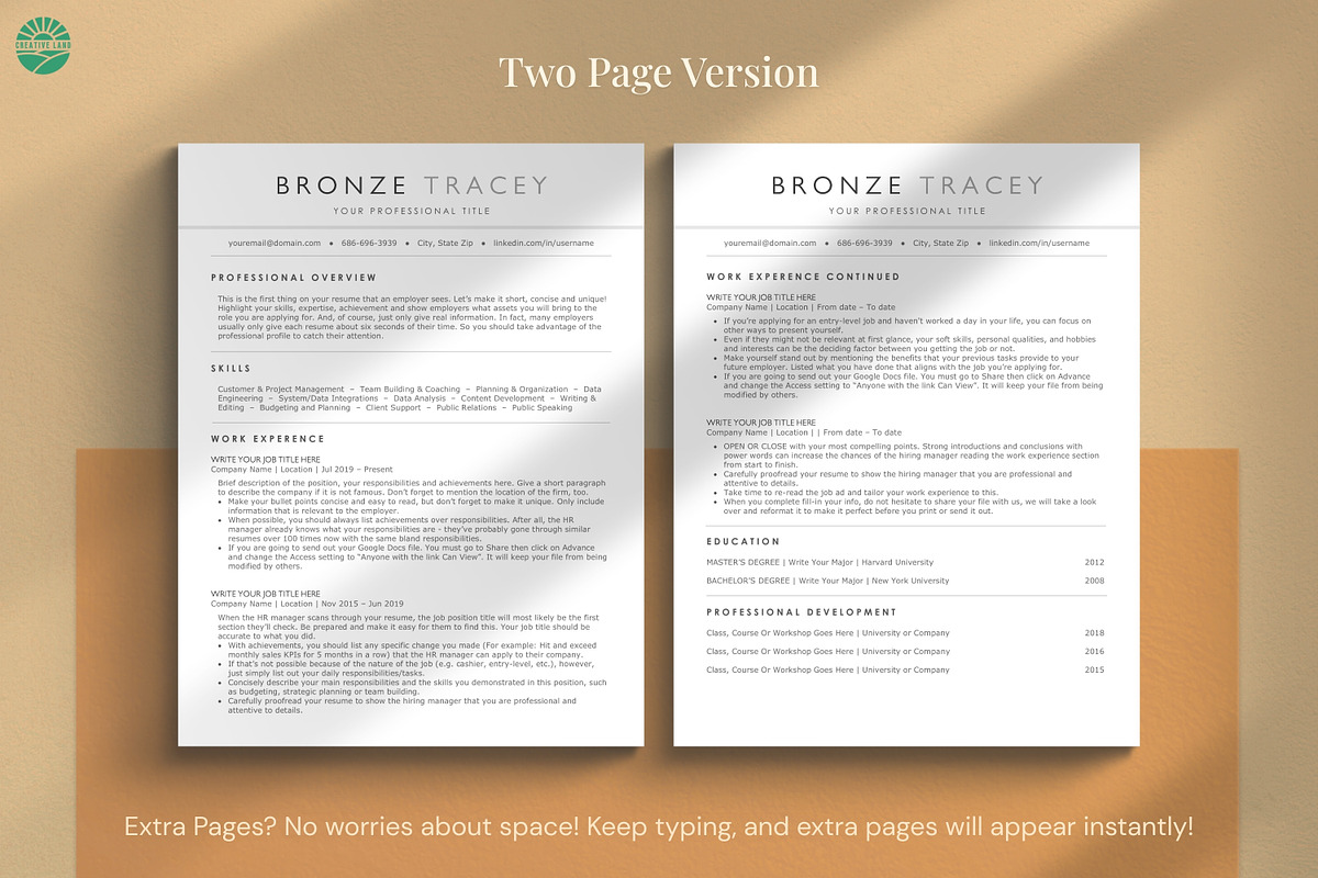 Modern Clean ATS Resume Template preview 3