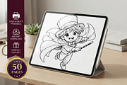 Cute Wizard Coloring Book Page Vol9, a Seasonal Illustration by ikarifq shop (Thumbnail 1 of 5)