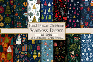 Hand Drawn Christmas Seamless Patter, a Texture Illustration by DreamPrint404