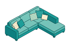 L-shaped sectional sofa illustration, an Object Illustration by Nurlan's shop