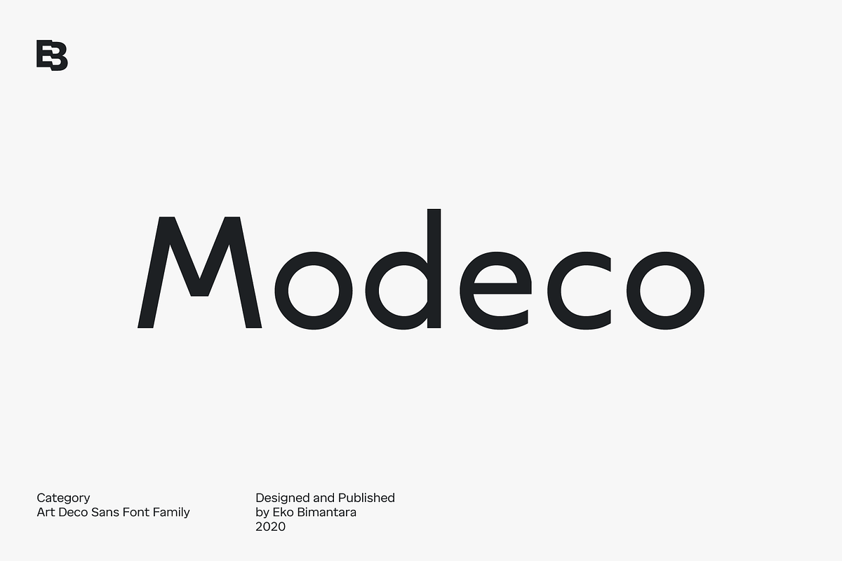 Modeco; Art Deco Geometric Sans, a Sans Serif Font by Eko Bimantara (Photo 1 of 9)
