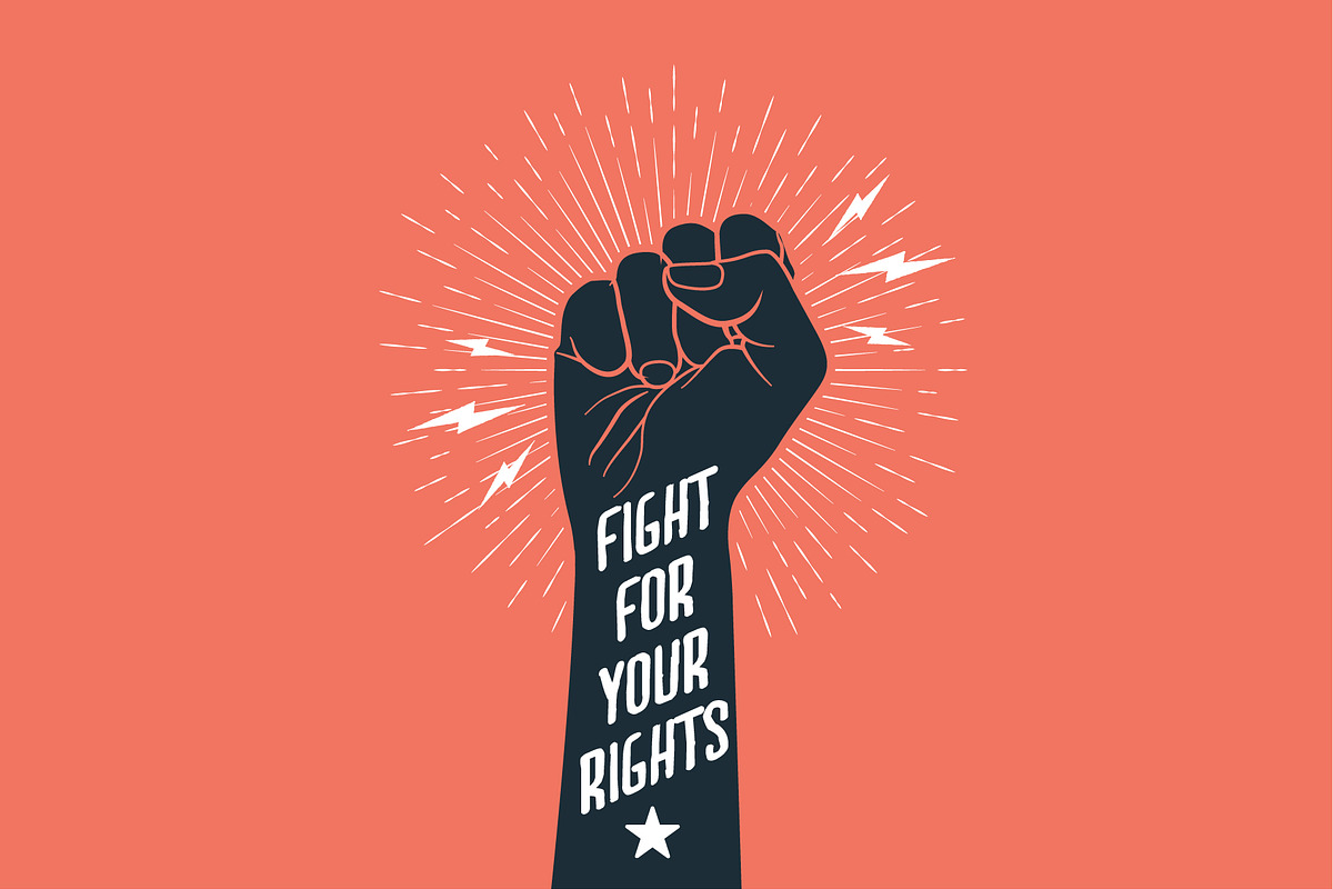 Demonstration, protest raised fist, a Person Illustration by Crafter