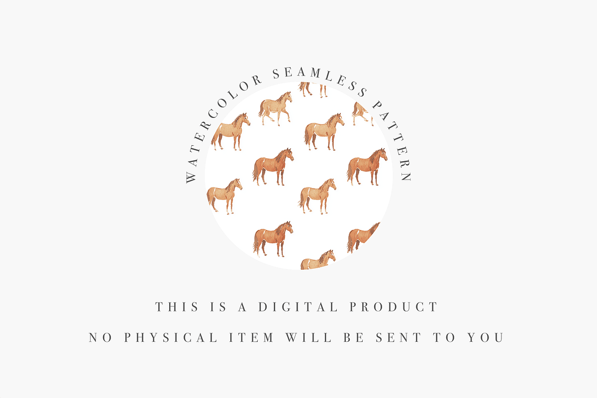 Seamless Watercolor Horse Pattern, a Pattern Graphic by Pati Charm Studio (Photo 4 of 6)