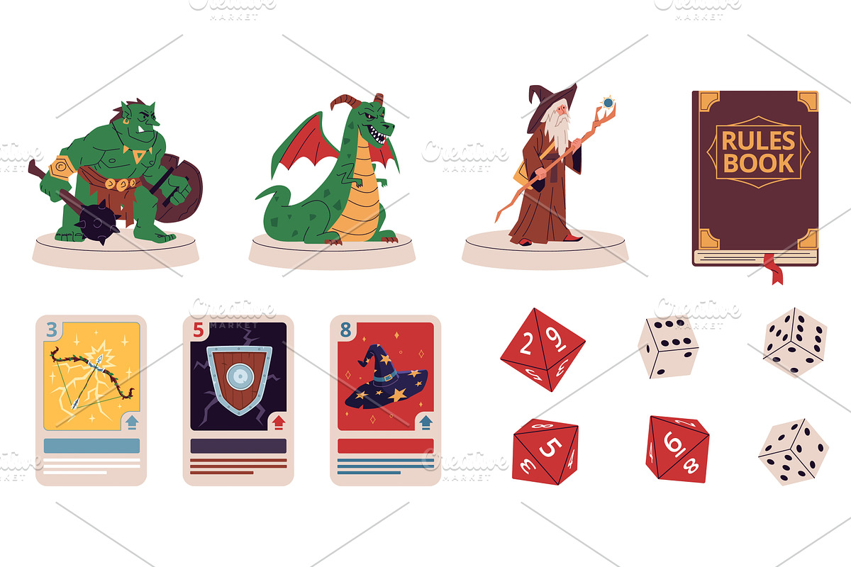 Rpg board game elements. Polygonal, an Object Illustration by YummyBuum