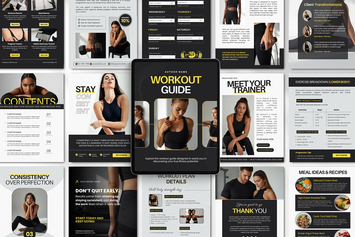 Fitness Coach Ebook Template Canva, a Magazine Template by DigiPax (Photo 1 of 11)