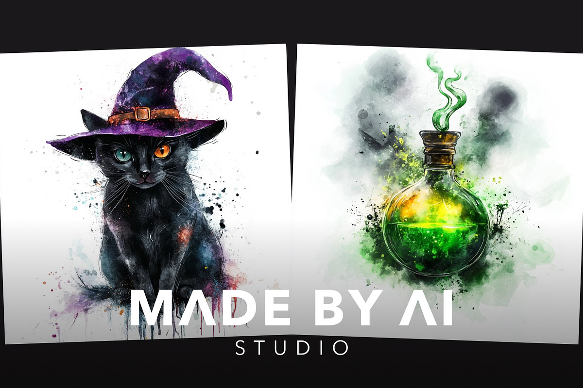 Halloween Watercolor Clipart Prompts, an Object Graphic by MadeByAI Studio (Photo 4 of 4)