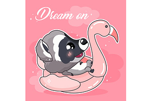 Cute raccoon kawaii character, a Poster Template by IMG visuals characters