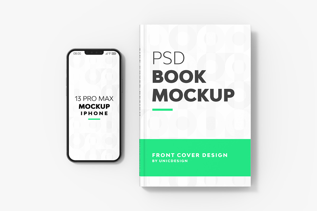 Book & iPhone 13 Mockup, a Books & Magazine Mockup by UnicDesign (Photo 1 of 6)