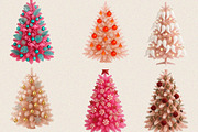 Pink Christmas Tree Clipart Bundle., an Illustration by SVGArt (Thumbnail 7 of 8)