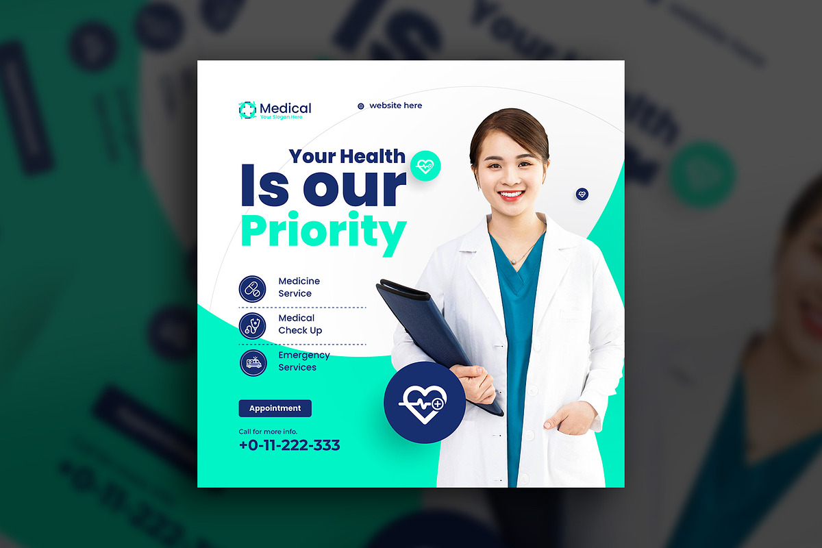Healthcare medical social media post, a Social Media Template by Tanmoy Topu (Photo 10 of 11)