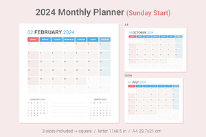 2024 Simple Calendar Sunday