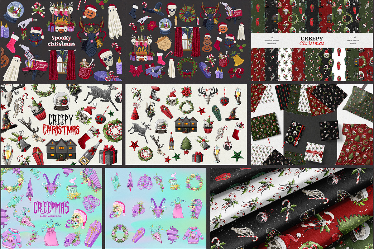 CREEPY Christmas Bundle, an Illustration by SecondOfJuly (Photo 2 of 6)