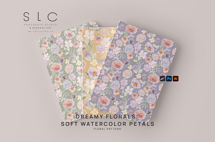 Dreamy Florals Watercolor Seamless, a Pattern Graphic by slowlivecreate