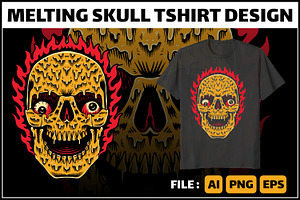 Melting Skull Tshirt Design