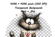Whimsical Cat Valentine Clipart Set, an Animal Illustration by one-touch (Thumbnail 14 of 19)
