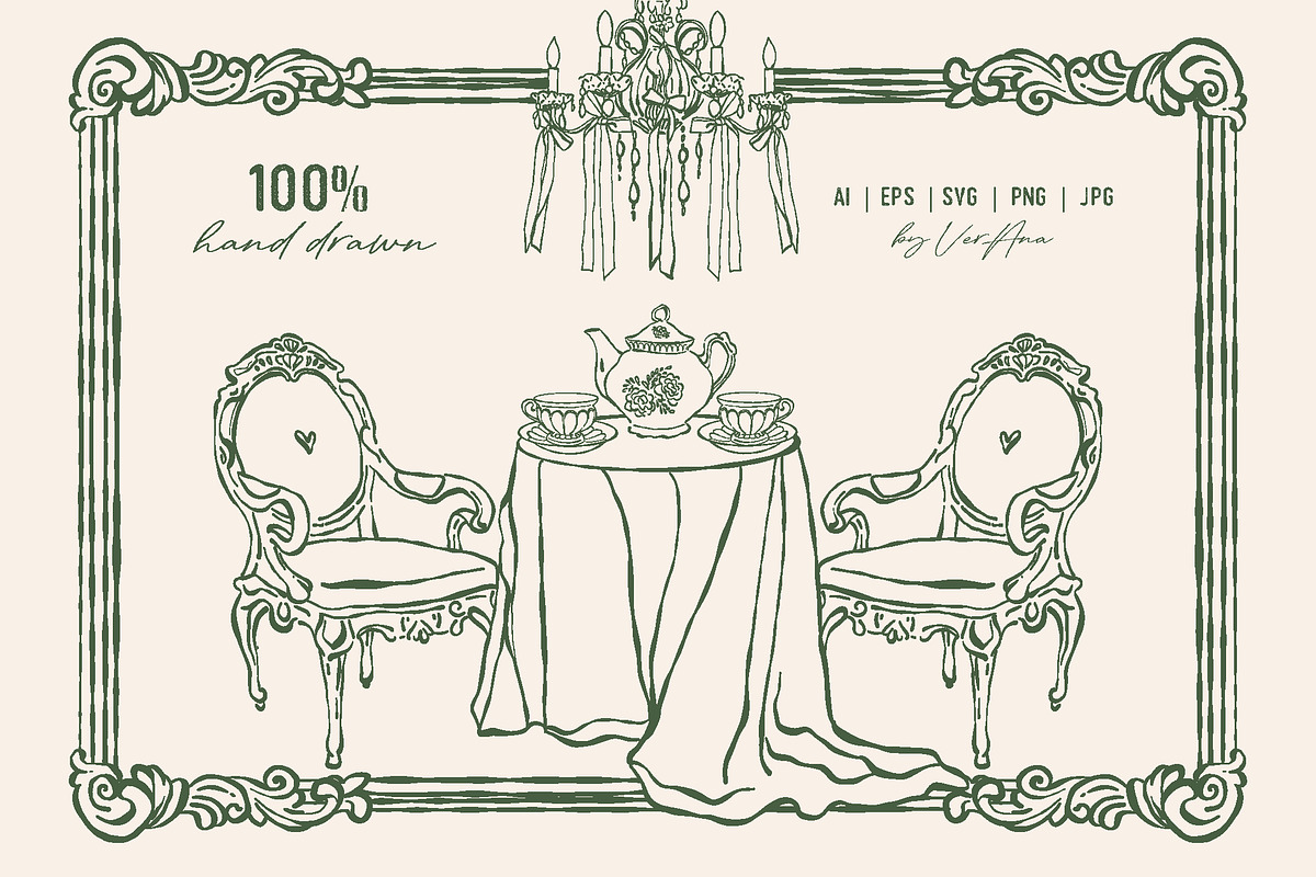 Rococo Aesthetics Vintage Vector Set, an Object Illustration by VerAna (Photo 7 of 17)