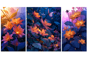 flowers orange background set, an Object Illustration by Stock-Smart-Start