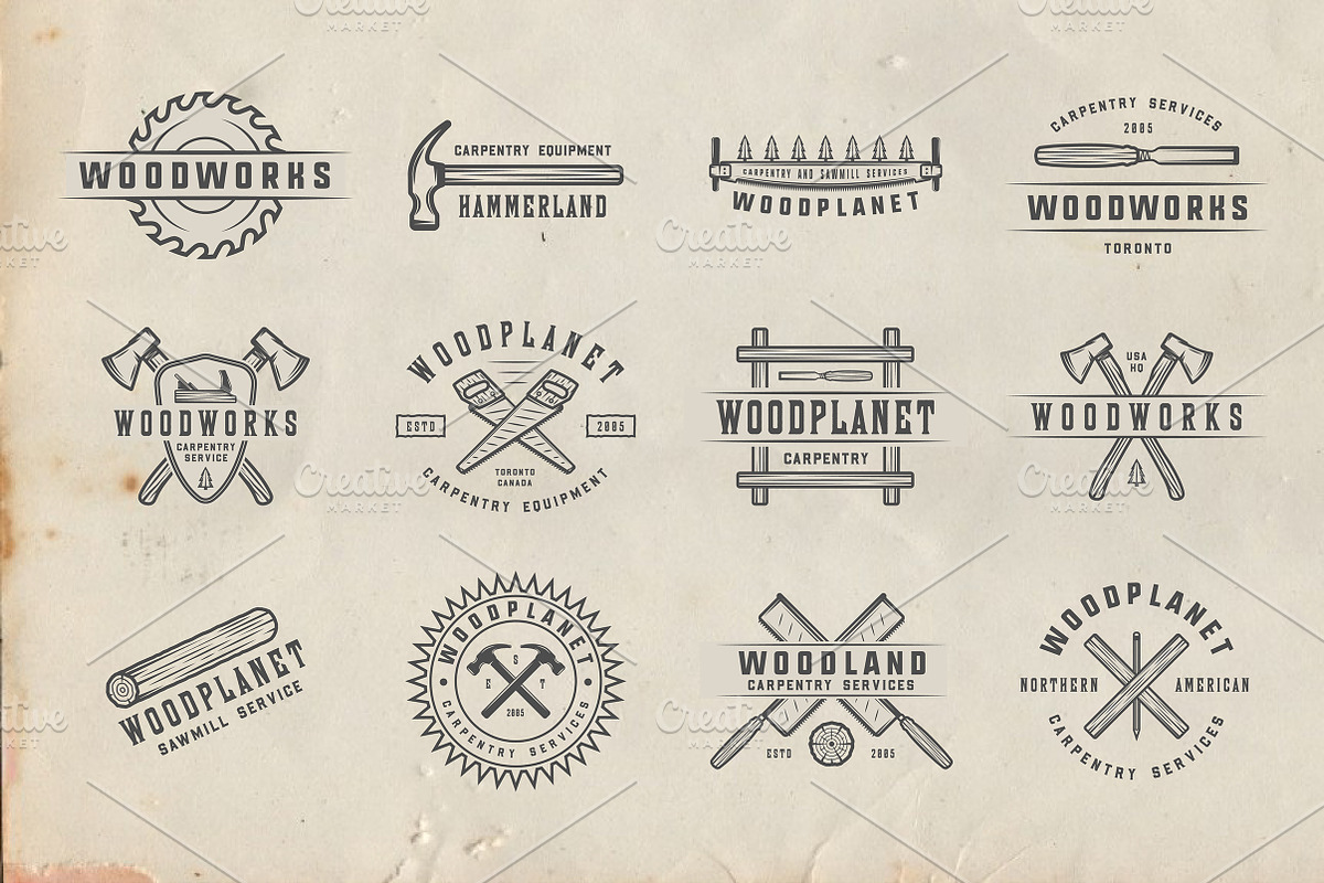 Vintage Carpentry Emblems part 2, a Branding & Logo Template by AkimD (Photo 5 of 10)