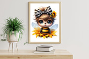 Baby Bee with Sunflower Clipart, an Illustration by Designworld (Thumbnail 3 of 5)