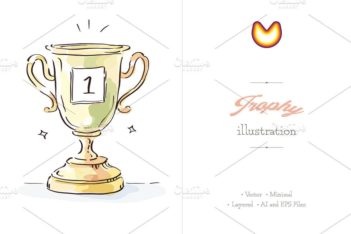 Hand-Drawn Trophy Illustration, an Object Illustration by Maj Graphics (Photo 1 of 3)