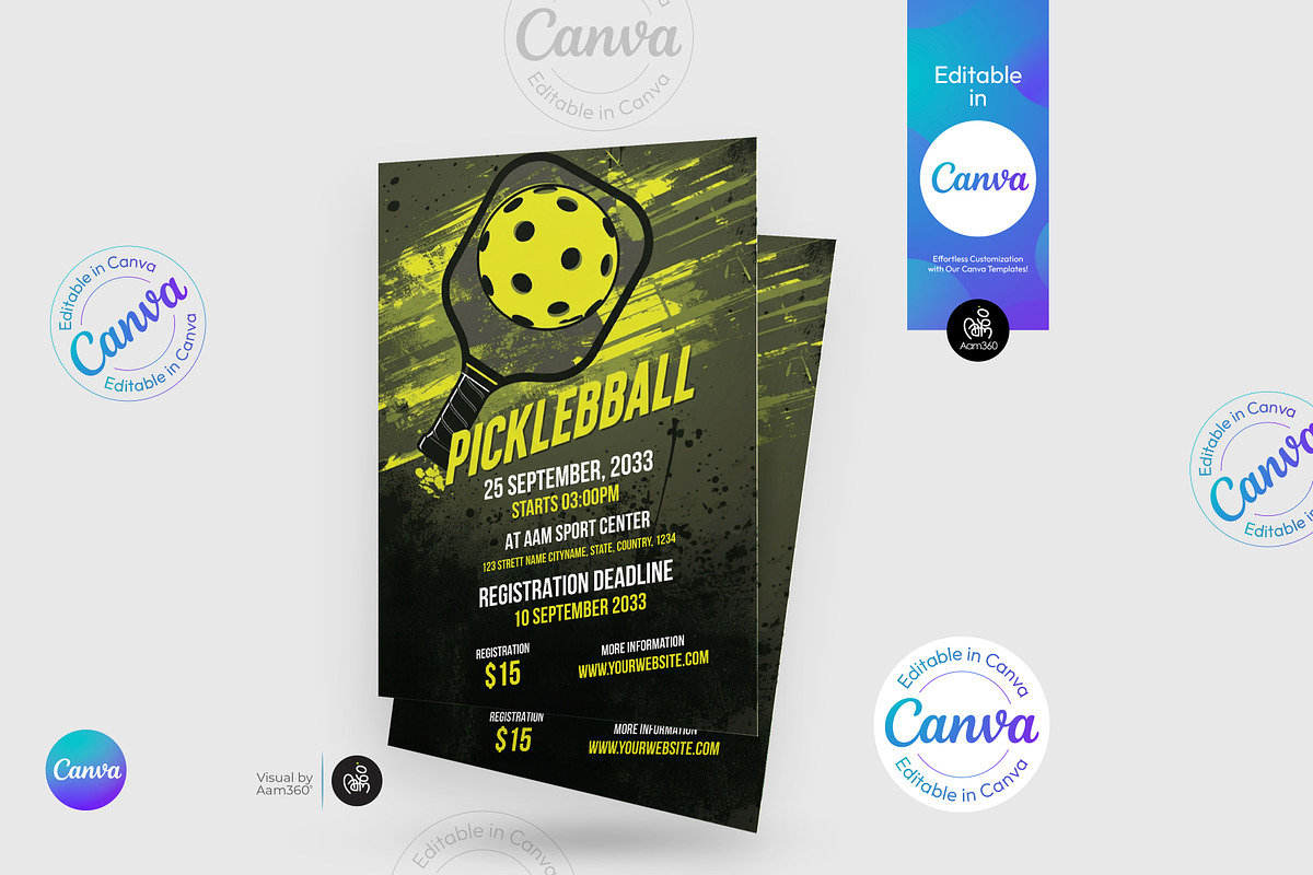 Pickleball Flyer Template, a Flyer Template by Aam360 (Photo 1 of 3)