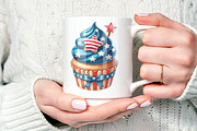 35 Patriotic Watercolor Cupcake Set, an Object Graphic by V Design Creator (Thumbnail 6 of 10)