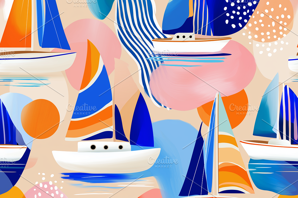 Sailing boats / Coastal patterns Set, a Pattern Graphic by LoveDesignShop (Photo 6 of 8)