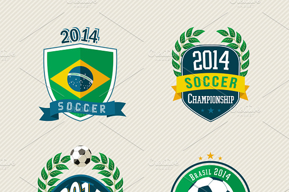 Brazil soccer vintage labels set preview 3